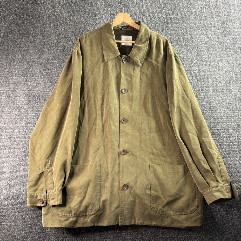 Bill Robinson Mens Five Button Tencel Jacket XL Green